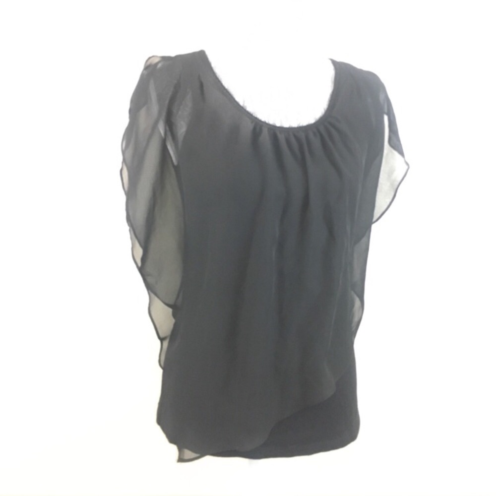 AB Studio Black Tank w/ Sheer Overlay Size Small - Picture 1 of 3